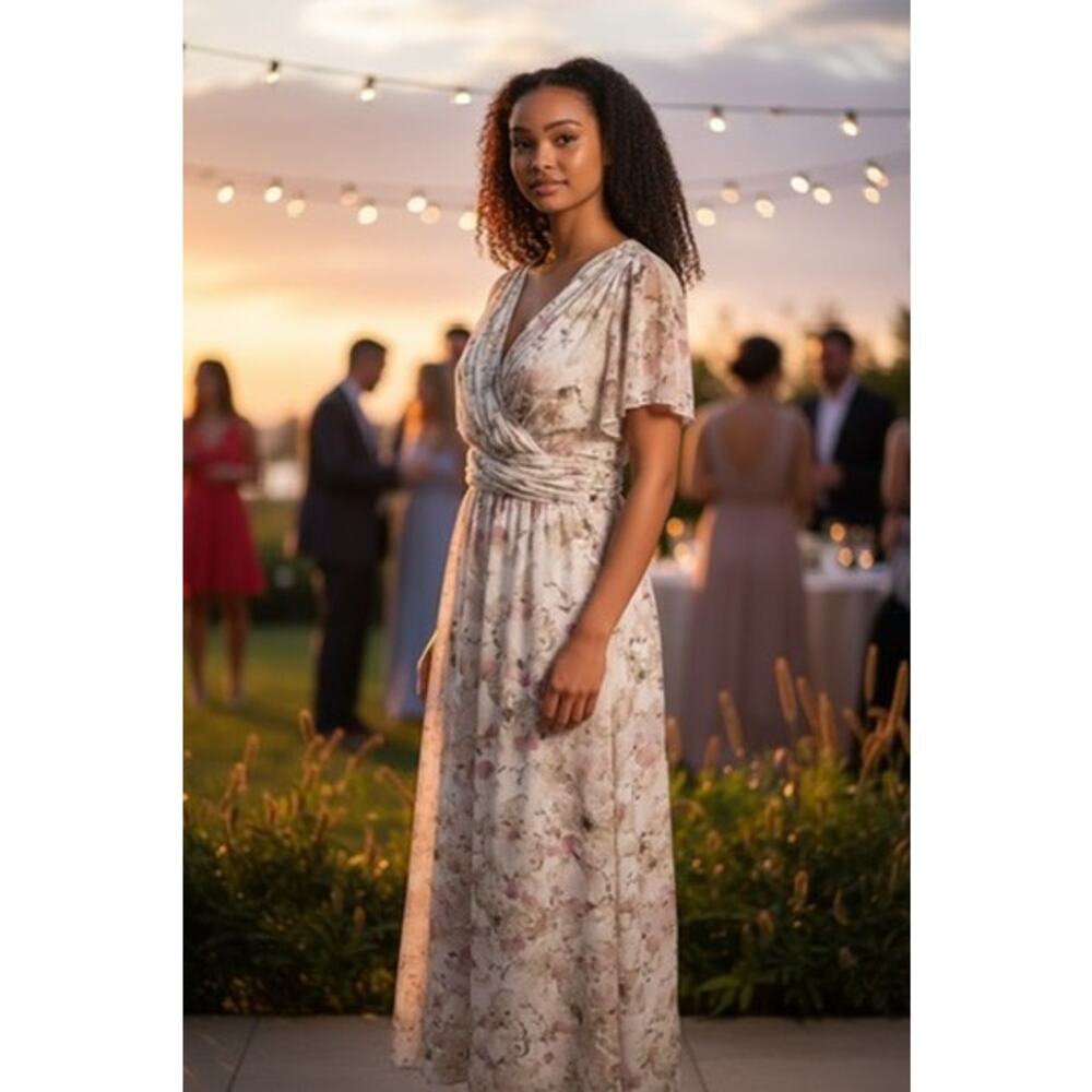 Christina Wu‎ VTG Dress "Blush Bouquet" Flowing,Sheer,Size 22, PLZ READ Fairy